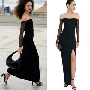 Marcella NYC Marian Dress Gown European Ponte Off Shoulder Size Large